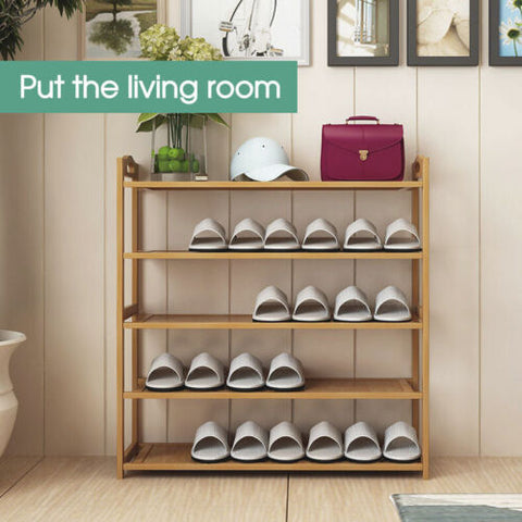 3 4 5 6 Tier Layer Shoe Rack Bamboo Wooden Shelf Stand Storage Organizer