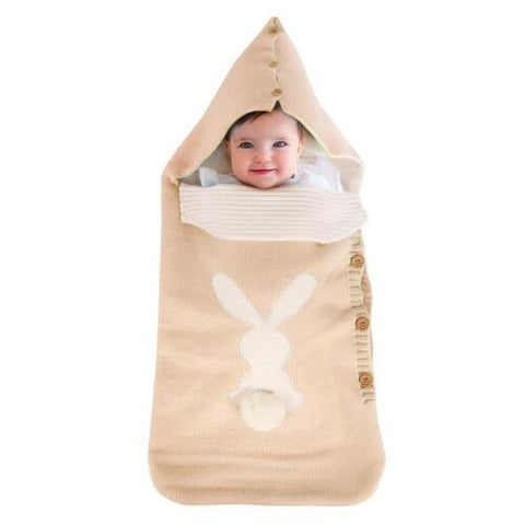 Newborn Baby Swaddle Sleeping Bag Knit Hooded Winter Warm Wrap Blanket