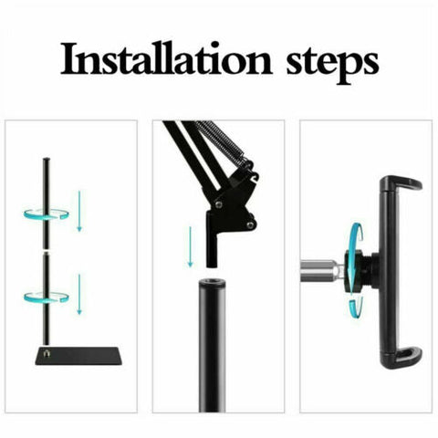 Adjustable Hands Free Floor Stand Holder For Tablet Smart Phone up to 12.9 inch