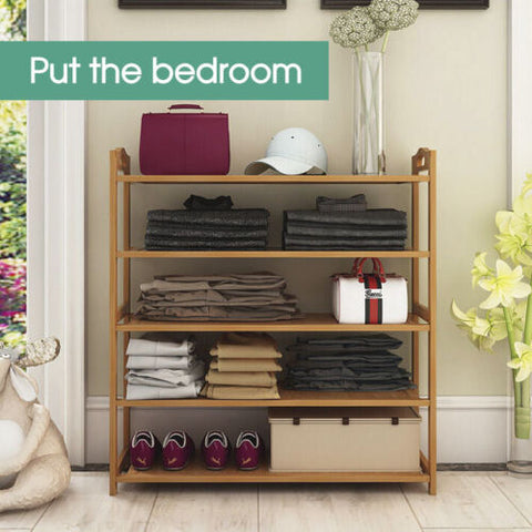 3 4 5 6 Tier Layer Shoe Rack Bamboo Wooden Shelf Stand Storage Organizer