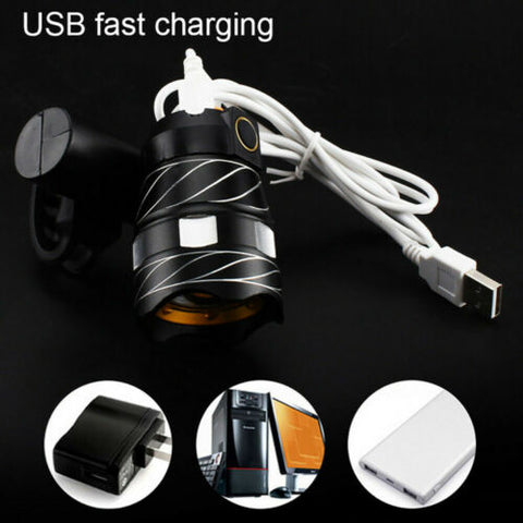 15000LM Bike Front Rear Light USB Rechargable Lamp Flashlight Bicycle LED