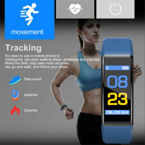 Blood Pressure Heart Rate Monitor Fitness Tracker Smart Bracelet Watch Wristban