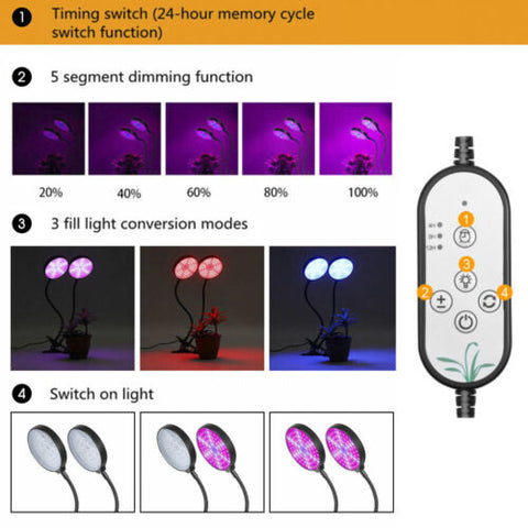 USB LED Grow Light Dimming Indoor Plant Flower Veg Hydroponic UV Growing Lamp