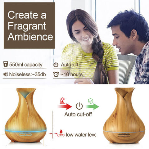 550ml Aroma Aromatherapy Diffuser LED Oil Ultrasonic Air Humidifier Purifier