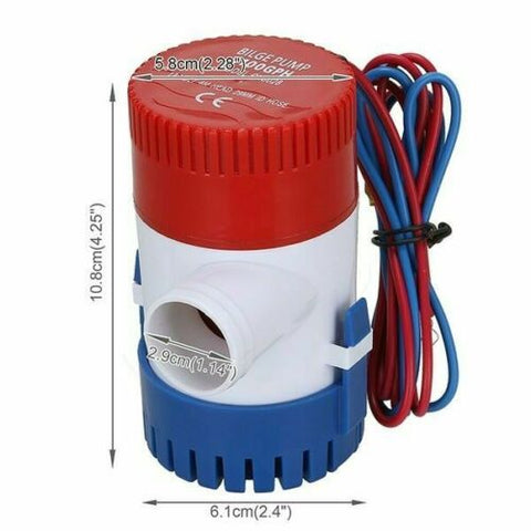 12V 1100GPH Submersible Bilge Water Pump Fishing Boat Caravan Campervan Camping