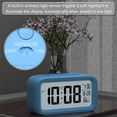 Battery Operated LED Display Digital Alarm Clock Snooze Date Temperature Snooze