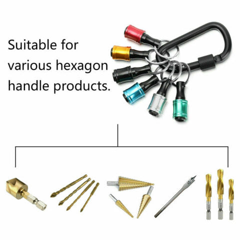 7Pc 1/4 Hex Shank Holder Screwdriver Extension Bar Kit Quick Release Bit Keyring
