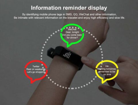 Blood Pressure Heart Rate Monitor Fitness Tracker Smart Bracelet Watch Wristban