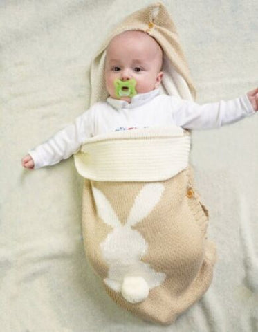 Newborn Baby Swaddle Sleeping Bag Knit Hooded Winter Warm Wrap Blanket
