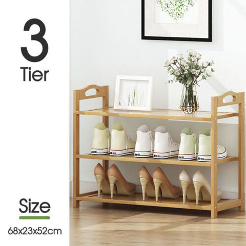 3 4 5 6 Tier Layer Shoe Rack Bamboo Wooden Shelf Stand Storage Organizer