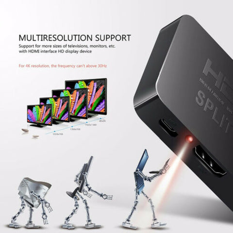 HDMI Splitter 1080P 1 In 2 Out Video Duplicator Full HD 3D 4K Monitor USB Power