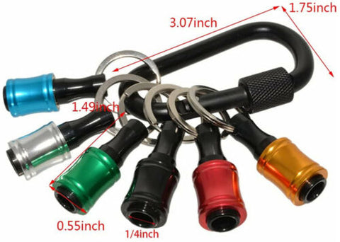 7Pc 1/4 Hex Shank Holder Screwdriver Extension Bar Kit Quick Release Bit Keyring