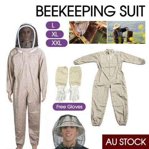 Full Beekeeping Suit Bee Suit Heavy Duty with Leather Ventilated Keeping Gloves