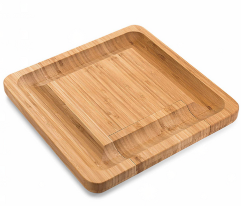 Bamboo Cheese Board & Knife Wooden Serving Cutting Chopping Boards & Knives
