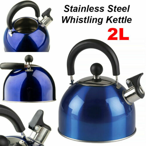Adventure 2L Portable Camping Kettle Blue Stainless Steel Whistling Kettle