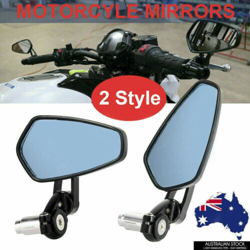 Universal Motorcycle bike Bar End Rear Side View Mirrors Cafe Racer Black 7/8"