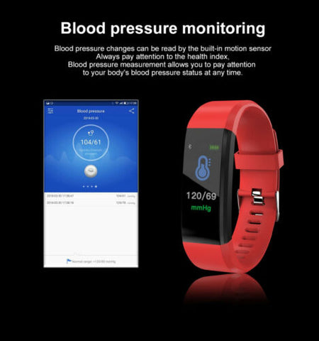 Blood Pressure Heart Rate Monitor Fitness Tracker Smart Bracelet Watch Wristban