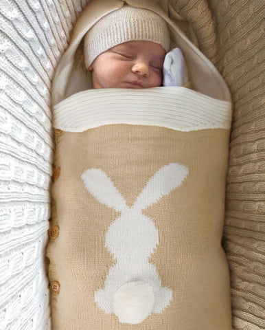 Newborn Baby Swaddle Sleeping Bag Knit Hooded Winter Warm Wrap Blanket