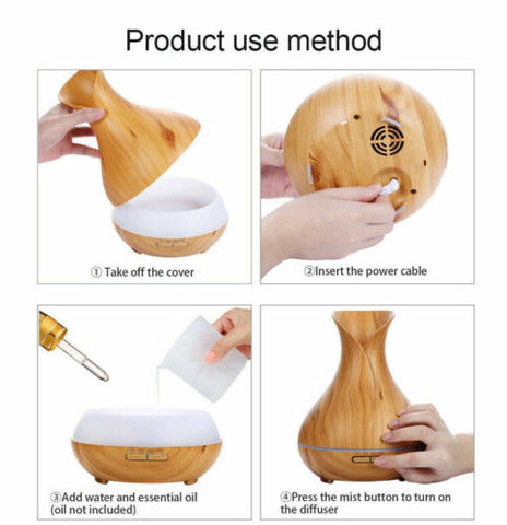 550ml Aroma Aromatherapy Diffuser LED Oil Ultrasonic Air Humidifier Purifier