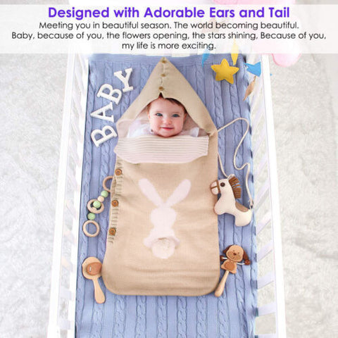 Newborn Baby Swaddle Sleeping Bag Knit Hooded Winter Warm Wrap Blanket