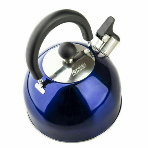 Adventure 2L Portable Camping Kettle Blue Stainless Steel Whistling Kettle
