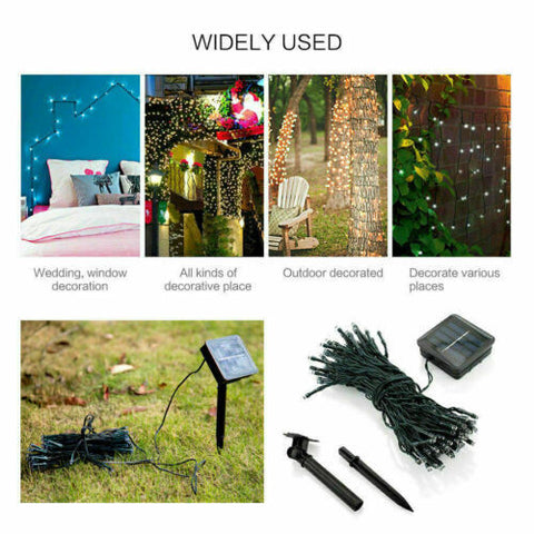 100/200/500 LED Solar Fairy String Lights Outdoor Garden Christmas Party Decor