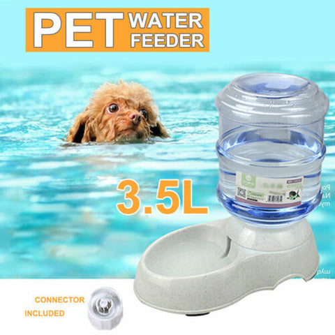 Automatic Water & Food Pet Dog Cat Puppy Dispenser Feeder Bowl Bottle 3.5L
