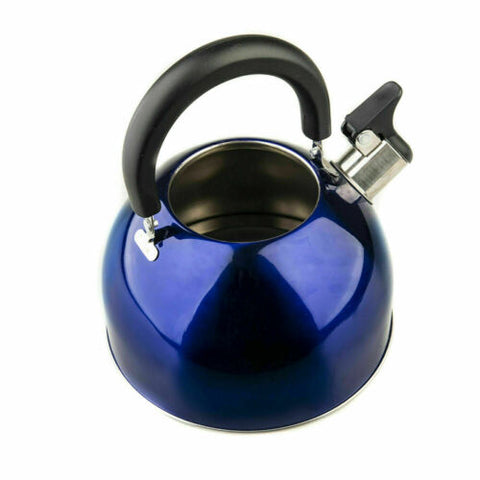 Adventure 2L Portable Camping Kettle Blue Stainless Steel Whistling Kettle