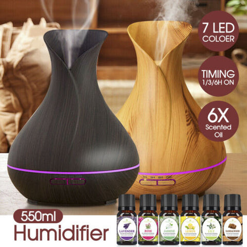 550ml Aroma Aromatherapy Diffuser LED Oil Ultrasonic Air Humidifier Purifier