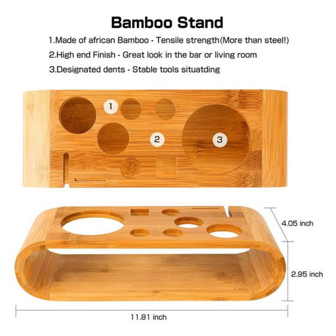 Bar Tool Set with Bamboo Stand