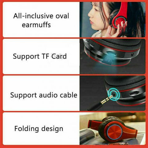 B39 bluetooth V5.0 headphones wireless Portable Folding Support TF Card Built-in FM mp3 player With LED Colorful Lights