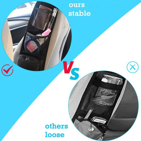 Car Seat Side Storage Bag 3 Pockets Front Seat Mesh Hanging Bag for Auto Small Items, Durable Drink Holder Storage Pockets Fit for All Vehicles