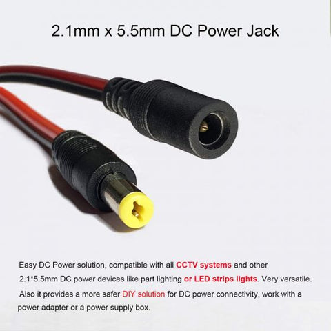 12V 5.5x2.1mm Male + Female DC Power Socket Jack Connector Cable Plug Wire