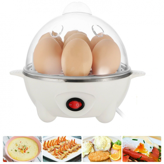 Electric Egg Cooker Boiler Maker Soft, Medium or Hard Boil, 7 Egg Capacity noise free technology Automatic Shut Off, white