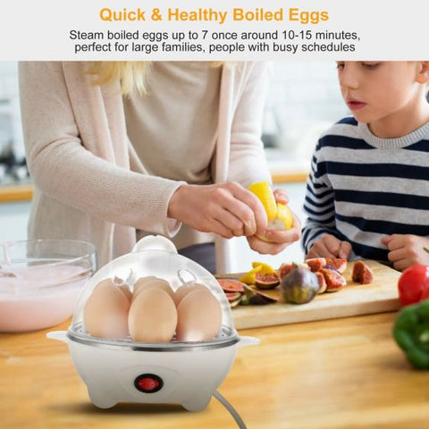 Electric Egg Cooker Boiler Maker Soft, Medium or Hard Boil, 7 Egg Capacity noise free technology Automatic Shut Off, white