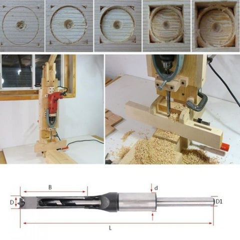 6/8/12.5mm HSS Square Hole Drill Bit Auger Bit Steel Mortising Drilling Craving Woodworking Tools