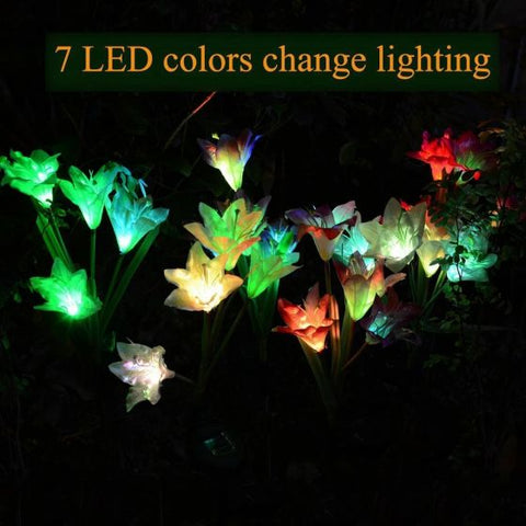 2Pcs Solar Garden Flower Light