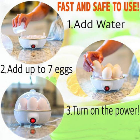 Electric Egg Cooker Boiler Maker Soft, Medium or Hard Boil, 7 Egg Capacity noise free technology Automatic Shut Off, white