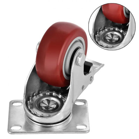 Set of 4 Heavy Duty Swivel Casters with Lock Brakes 5" Polyurethane Wheels