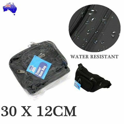 Waist Pouch Travel Bum Fanny Bag Black W/ small side pocket Belt Sports Wallet