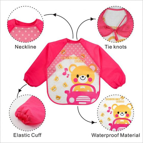 Baby Bibs Waterproof Long Sleeve Feeding Plastic Apron