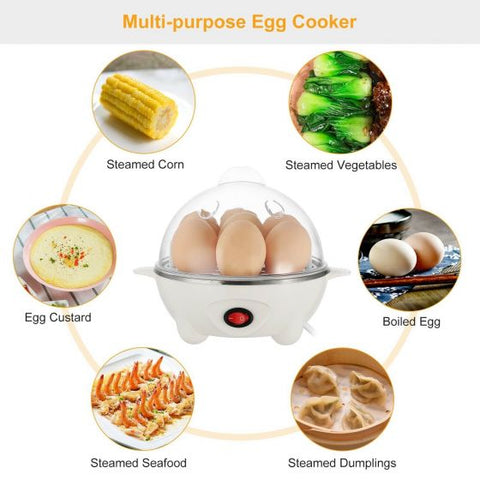 Electric Egg Cooker Boiler Maker Soft, Medium or Hard Boil, 7 Egg Capacity noise free technology Automatic Shut Off, white