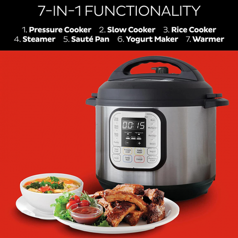 7-in-1 Electric Pressure Cooker, Slow Cooker, Rice Cooker, Steamer, Saute, Yogurt Maker, Warmer & Sterilizer, 6 Quart, Stainless Steel/Black
