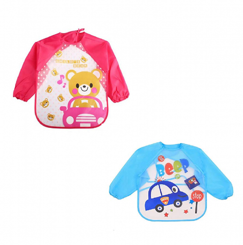Baby Bibs Waterproof Long Sleeve Feeding Plastic Apron