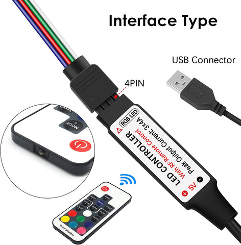 LED USB RGB 3M 60 Waterproof Strip Lights with Key/IR Controller ...