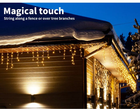 10M 432Led 8 Modes Icicle String Lights with 72 Drops, Window Curtain Fairy Icicle Lights, Icicle Fairy Twinkle Lights for Christmas, Party, Holiday (Warm White)