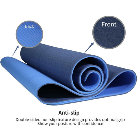 8mm TPE Yoga Dual Layer Mat Eco Friendly Exercise Fitness Gym Pilates