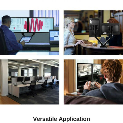 Dual Height Adjustable Monitor Stand Desk Mount for 2 LCD Computer Flat Screens, VESA 75 and 100 Fits 22, 23, 24, 27 Inch