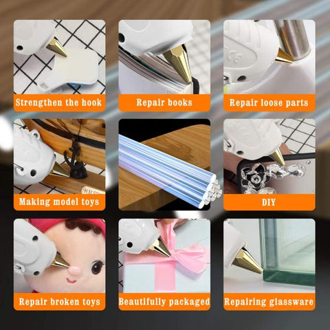 Hot Glue Gun with 50 pcs Melt Glue Sticks Kit Flexible Trigger Temperature Corded Glue Gun for Craft Supplies