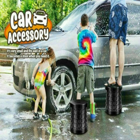 Retractable Telescop Step Stool Camping Fishing Stool Portable Foldable Black